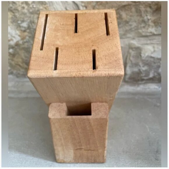 Farberware Knife Storage 5-Slot Wooden Kitchen Scissors Cutlery Block Only - Picture 2 of 6